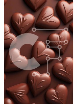 Σετ των 2 Intra Συλλεκτικό Ξύλινο Παζλ Plywood  4mm - Ομάδα καρδιές σοκολάτας σε καφέ φόντο Σε Ξύλινο Κουτί - Διαστάσεις: 10x10 cm – 25 κομμάτια