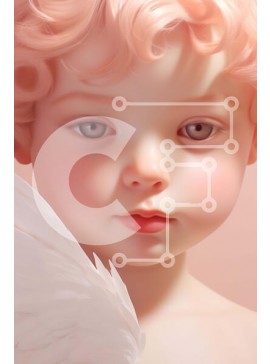 Intra Συλλεκτικό Ξύλινο Παζλ Plywood  4mm - Ευτυχισμένη νεαρή κοπέλα με ροζ μαλλιά και κόμμωση με φτερά αγγέλου Σε Ξύλινο Κουτί - Διαστάσεις Puzzle: 10x10 cm – 25 κομμάτια