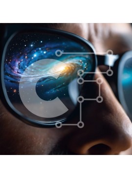 Intra Συλλεκτικό Ξύλινο Παζλ Plywood  4mm - Άνδρας που φοράει γυαλιά ηλίου με φακούς τον γαλαξία του Milky Way Σε Ξύλινο Κουτί - Διαστάσεις Puzzle: 10x10 cm – 25 κομμάτια