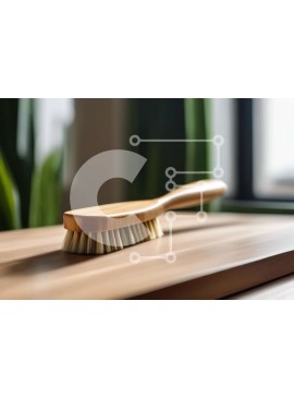 Intra Συλλεκτικό Ξύλινο Παζλ Plywood  4mm - Ξύλινη βούρτσα σε ανοιχτό ξύλινο τραπέζι με πράσινο φυτό στο φόντο Σε Ξύλινο Κουτί - Διαστάσεις: 10x10 cm – 25 κομμάτια