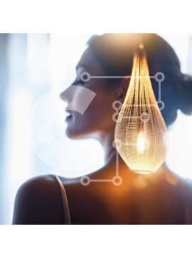 Σετ των 2 Intra Συλλεκτικό Ξύλινο Παζλ Plywood  4mm - Γυναίκα μόδας που κοιτάζει τη λάμπα φωτός Σε Ξύλινο Κουτί - Διαστάσεις: 10x10 cm – 25 κομμάτια