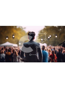 Intra Συλλεκτικό Ξύλινο Παζλ Plywood  4mm - Άτομο που στέκεται σε ένα πλήθος σε μια υπαίθρια εκδήλωση Σε Ξύλινο Κουτί - Διαστάσεις Puzzle: 10x10 cm – 25 κομμάτια