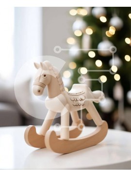 Intra Συλλεκτικό Ξύλινο Παζλ Plywood  4mm - Ξύλινο κουνιστό άλογο και χριστουγεννιάτικο δέντρο Σε Ξύλινο Κουτί - Διαστάσεις Puzzle: 10x10 cm – 25 κομμάτια