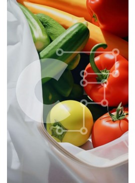 Σετ των 2 Intra Συλλεκτικό Ξύλινο Παζλ Plywood  4mm - Σακούλα λαχανικών με αγγούρια, ντομάτες, πιπεριές, καρότα και σέλινο Σε Ξύλινο Κουτί - Διαστάσεις: 10x10 cm – 25 κομμάτια