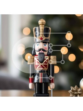 Intra Συλλεκτικό Ξύλινο Παζλ Plywood  4mm - Καρυοθραύστης ειδώλιο με χριστουγεννιάτικα στολίδια Σε Ξύλινο Κουτί - Διαστάσεις Puzzle: 10x10 cm – 25 κομμάτια