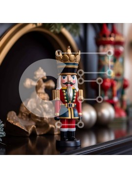 Intra Συλλεκτικό Ξύλινο Παζλ Plywood  4mm - Χριστουγεννιάτικο ειδώλιο καρυοθραύστη σε μανδύα τζακιού Σε Ξύλινο Κουτί - Διαστάσεις Puzzle: 10x10 cm – 25 κομμάτια