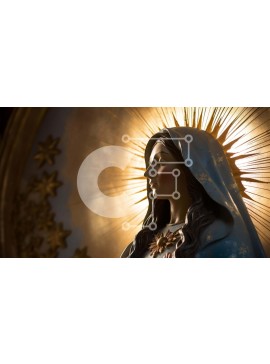 Intra Συλλεκτικό Ξύλινο Παζλ Plywood  4mm - Άγαλμα της Παναγίας μπροστά από έναν φωτισμένο έναστρο ουρανό Σε Ξύλινο Κουτί - Διαστάσεις Puzzle: 10x10 cm – 25 κομμάτια