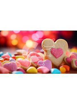 Σετ των 2 Intra Συλλεκτικό Ξύλινο Παζλ Plywood  4mm - Μπισκότο σε σχήμα καρδιάς με πολύχρωμες καραμέλες Σε Ξύλινο Κουτί - Διαστάσεις: 10x10 cm – 25 κομμάτια