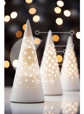 Intra Συλλεκτικό Ξύλινο Παζλ Plywood  4mm - Λευκά κεραμικά βάζα σε σχήμα δέντρου για διακόσμηση διακοπών Σε Ξύλινο Κουτί - Διαστάσεις Puzzle: 10x10 cm – 25 κομμάτια