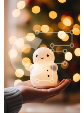 Intra Συλλεκτικό Ξύλινο Παζλ Plywood  4mm - Φως LED σε σχήμα χιονάνθρωπου στο χέρι Σε Ξύλινο Κουτί - Διαστάσεις Puzzle: 10x10 cm – 25 κομμάτια