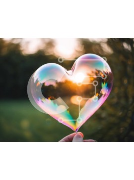 Intra Συλλεκτικό Ξύλινο Παζλ Plywood  4mm - Πολύχρωμη σαπουνόφουσκα σε σχήμα καρδιάς στο χέρι Σε Ξύλινο Κουτί - Διαστάσεις Puzzle: 10x10 cm – 25 κομμάτια