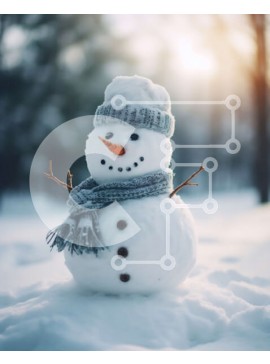 Intra Συλλεκτικό Ξύλινο Παζλ Plywood  4mm - Όμορφη εικόνα ενός χιονάνθρωπου μια χειμερινή ημέρα Σε Ξύλινο Κουτί - Διαστάσεις Puzzle: 10x10 cm – 25 κομμάτια