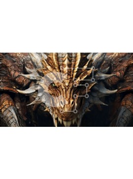 Intra Συλλεκτικό Ξύλινο Παζλ Plywood  4mm - Εκπληκτικό κοντινό πλάνο ενός κεφαλιού χρυσού δράκου Σε Ξύλινο Κουτί - Διαστάσεις Puzzle: 10x10 cm – 25 κομμάτια