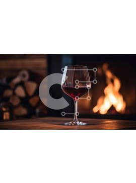 Σετ των 2 Intra Συλλεκτικό Ξύλινο Παζλ Plywood  4mm - Ποτήρι κόκκινο κρασί δίπλα σε τζάκι Σε Ξύλινο Κουτί - Διαστάσεις: 10x10 cm – 25 κομμάτια