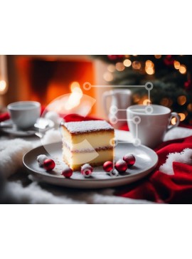 Σετ των 2 Intra Συλλεκτικό Ξύλινο Παζλ Plywood  4mm - Εορταστικό κέικ και καφές σε ένα διακοσμημένο τραπέζι Σε Ξύλινο Κουτί - Διαστάσεις: 10x10 cm – 25 κομμάτια