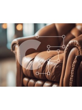 Intra Συλλεκτικό Ξύλινο Παζλ Plywood  4mm - Καφέ δερμάτινη καρέκλα με ξύλινο υποβραχιόνιο και πόδια Σε Ξύλινο Κουτί - Διαστάσεις Puzzle: 10x10 cm – 25 κομμάτια