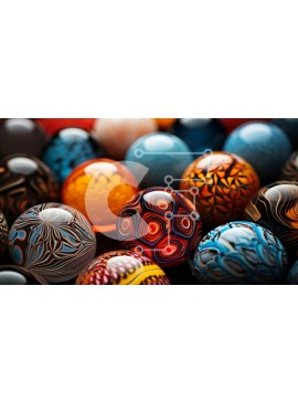 Intra Συλλεκτικό Ξύλινο Παζλ Plywood  4mm - Πολύχρωμα αυγά με στροβιλιζόμενα σχέδια σε κύκλο Σε Ξύλινο Κουτί - Διαστάσεις Puzzle: 10x10 cm – 25 κομμάτια