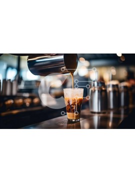 Σετ των 2 Intra Συλλεκτικό Ξύλινο Παζλ Plywood  4mm - Barista ρίχνει παγωμένο καφέ σε ποτήρι σε έναν πάγκο Σε Ξύλινο Κουτί - Διαστάσεις: 10x10 cm – 25 κομμάτια