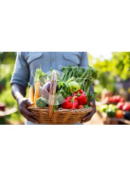 Intra Συλλεκτικό Ξύλινο Παζλ Plywood  4mm - Άτομο που κρατά ένα καλάθι με φρέσκα λαχανικά Σε Ξύλινο Κουτί - Διαστάσεις Puzzle: 10x10 cm – 25 κομμάτια