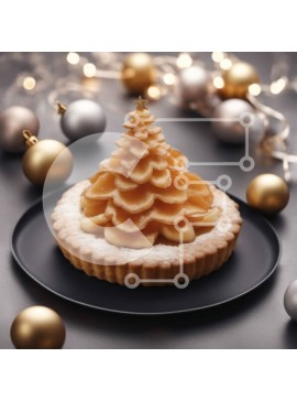 Σετ των 2 Intra Συλλεκτικό Ξύλινο Παζλ Plywood  4mm - Μικρή στρογγυλή τούρτα με χρυσά και ασημένια στολίδια Σε Ξύλινο Κουτί - Διαστάσεις: 10x10 cm – 25 κομμάτια