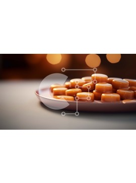 Σετ των 2 Intra Συλλεκτικό Ξύλινο Παζλ Plywood  4mm - Ροζ πιάτο με καραμέλες πορτοκαλιού Σε Ξύλινο Κουτί - Διαστάσεις: 10x10 cm – 25 κομμάτια