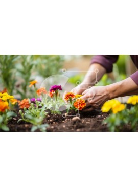 Intra Συλλεκτικό Ξύλινο Παζλ Plywood  4mm - Κηπουρική: Άτομο που φυτεύει λουλούδια σε έναν όμορφο κήπο Σε Ξύλινο Κουτί - Διαστάσεις: 10x10 cm – 25 κομμάτια