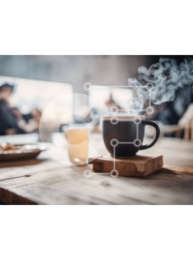 Σετ των 2 Intra Συλλεκτικό Ξύλινο Παζλ Plywood  4mm - Μαύρο φλιτζάνι καφέ με ατμό σε ξύλινο τραπέζι Σε Ξύλινο Κουτί - Διαστάσεις: 10x10 cm – 25 κομμάτια