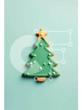 Σετ των 2 Intra Συλλεκτικό Ξύλινο Παζλ Plywood  4mm - Ανάποδα μπισκότο χριστουγεννιάτικου δέντρου σε πράσινο φόντο Σε Ξύλινο Κουτί - Διαστάσεις: 10x10 cm – 25 κομμάτια