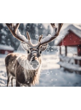 Intra Συλλεκτικό Ξύλινο Παζλ Plywood  4mm - Όμορφοι τάρανδοι στο χειμερινό τοπίο Σε Ξύλινο Κουτί - Διαστάσεις: 10x10 cm – 25 κομμάτια