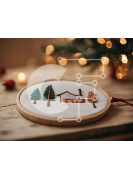 Intra Συλλεκτικό Ξύλινο Παζλ Plywood  4mm - Εορταστικό Διακόσμηση τσέρκι κεντήματος Σε Ξύλινο Κουτί - Διαστάσεις Puzzle: 10x10 cm – 25 κομμάτια