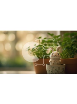 Intra Συλλεκτικό Ξύλινο Παζλ Plywood  4mm - Ανοιξιάτικο ντεκόρ με ειδώλιο λαγουδάκι και πράσινα φυτά Σε Ξύλινο Κουτί - Διαστάσεις Puzzle: 10x10 cm – 25 κομμάτια