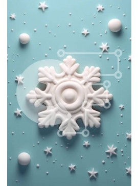 Intra Συλλεκτικό Ξύλινο Παζλ Plywood  4mm - Ζύμη μπισκότων με νιφάδα χιονιού σε μπλε φόντο Σε Ξύλινο Κουτί - Διαστάσεις Puzzle: 10x10 cm – 25 κομμάτια