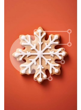 Σετ των 2 Intra Συλλεκτικό Ξύλινο Παζλ Plywood  4mm - Μπισκότο σε σχήμα νιφάδας χιονιού σε πορτοκαλί φόντο Σε Ξύλινο Κουτί - Διαστάσεις: 10x10 cm – 25 κομμάτια