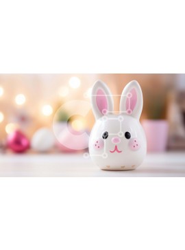 Intra Συλλεκτικό Ξύλινο Παζλ Plywood  4mm - Λευκό ειδώλιο λαγουδάκι με ροζ και λευκά πασχαλινά αυγά Σε Ξύλινο Κουτί - Διαστάσεις: 10x10 cm – 25 κομμάτια