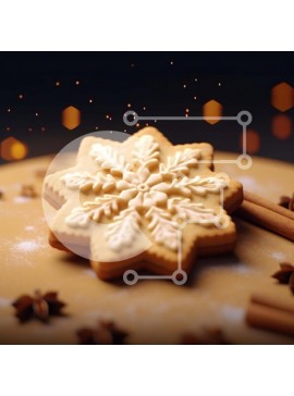 Σετ των 2 Intra Συλλεκτικό Ξύλινο Παζλ Plywood  4mm - Μπισκότο σε σχήμα νιφάδας χιονιού με ξυλάκια κανέλας και μπαχαρικά Σε Ξύλινο Κουτί - Διαστάσεις: 10x10 cm – 25 κομμάτια