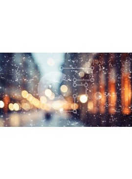 Intra Συλλεκτικό Ξύλινο Παζλ Plywood  4mm - Χειμερινή σκηνή του δρόμου με το χιόνι που πέφτει Σε Ξύλινο Κουτί - Διαστάσεις Puzzle: 10x10 cm – 25 κομμάτια