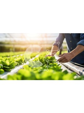 Σετ των 2 Intra Συλλεκτικό Ξύλινο Παζλ Plywood  4mm - Άνδρας που μαζεύει μαρούλι σε ένα εσωτερικό υδροπονικό θερμοκήπιο Σε Ξύλινο Κουτί - Διαστάσεις: 10x10 cm – 25 κομμάτια