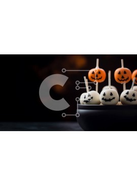 Intra Συλλεκτικό Ξύλινο Παζλ Plywood  4mm - Lollipops κολοκύθας με θέμα το Halloween σε μαύρο μπολ Σε Ξύλινο Κουτί - Διαστάσεις Puzzle: 10x10 cm – 25 κομμάτια