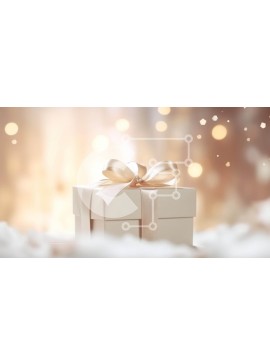 Intra Συλλεκτικό Ξύλινο Παζλ Plywood  4mm - Λευκό κουτί δώρου με φόντο νιφάδες χιονιού Σε Ξύλινο Κουτί - Διαστάσεις Puzzle: 10x10 cm – 25 κομμάτια