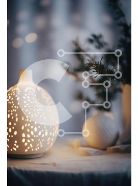 Intra Συλλεκτικό Ξύλινο Παζλ Plywood  4mm - Περίτεχνα σκαλισμένο λευκό βάζο με φυτά σε γλάστρες σε τραπέζι Σε Ξύλινο Κουτί - Διαστάσεις Puzzle: 10x10 cm – 25 κομμάτια