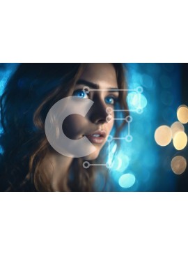 Intra Συλλεκτικό Ξύλινο Παζλ Plywood  4mm - Νεαρή γυναίκα με μπλε μάτια και σγουρά μαλλιά Σε Ξύλινο Κουτί - Διαστάσεις Puzzle: 10x10 cm – 25 κομμάτια