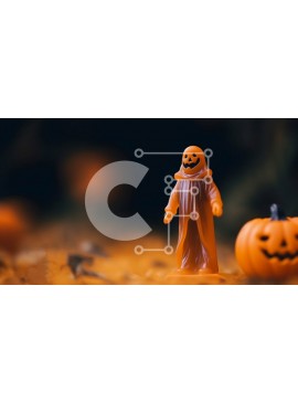 Intra Συλλεκτικό Ξύλινο Παζλ Plywood  4mm - Φιγούρα παιχνιδιού κολοκύθας αποκριών με κολοκύθες και φύλλα Σε Ξύλινο Κουτί - Διαστάσεις Puzzle: 10x10 cm – 25 κομμάτια