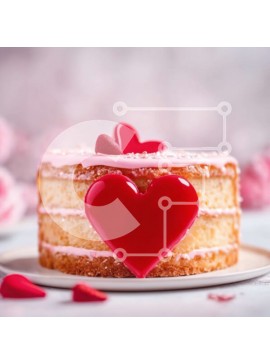 Σετ των 2 Intra Συλλεκτικό Ξύλινο Παζλ Plywood  4mm - Κέικ σε σχήμα καρδιάς με ροζ πάγωμα και κόκκινα τριαντάφυλλα Σε Ξύλινο Κουτί - Διαστάσεις: 10x10 cm – 25 κομμάτια