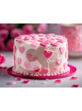 Σετ των 2 Intra Συλλεκτικό Ξύλινο Παζλ Plywood  4mm - Pink Heart Cake σε ροζ πιάτο με στολίδια για την ημέρα του Αγίου Βαλεντίνου Σε Ξύλινο Κουτί - Διαστάσεις: 10x10 cm – 25 κομμάτια