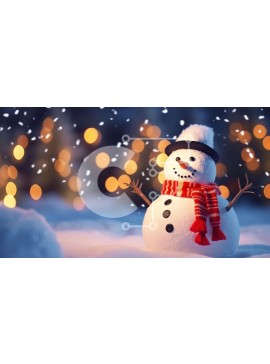 Intra Συλλεκτικό Ξύλινο Παζλ Plywood  4mm - Χιονάνθρωπος με φώτα στο χιόνι Σε Ξύλινο Κουτί - Διαστάσεις Puzzle: 10x10 cm – 25 κομμάτια