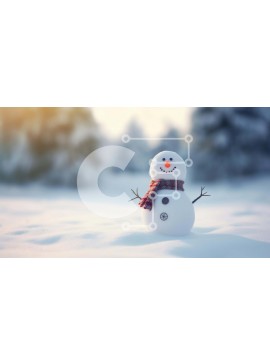 Intra Συλλεκτικό Ξύλινο Παζλ Plywood  4mm - Χιονάνθρωπος στο χιόνι με δέντρα Σε Ξύλινο Κουτί - Διαστάσεις Puzzle: 10x10 cm – 25 κομμάτια