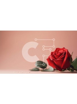 Intra Συλλεκτικό Ξύλινο Παζλ Plywood  4mm - Κομψό και ρομαντικό κόκκινο τριαντάφυλλο με πράσινα φύλλα Σε Ξύλινο Κουτί - Διαστάσεις Puzzle: 10x10 cm – 25 κομμάτια