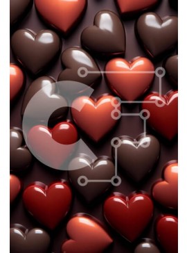 Σετ των 2 Intra Συλλεκτικό Ξύλινο Παζλ Plywood  4mm - Ποικιλία καρδιών σοκολάτας σε σκούρο φόντο Σε Ξύλινο Κουτί - Διαστάσεις: 10x10 cm – 25 κομμάτια