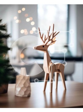 Intra Συλλεκτικό Ξύλινο Παζλ Plywood  4mm - Ξύλινο ειδώλιο ελαφιού στο τραπέζι στο σαλόνι Σε Ξύλινο Κουτί - Διαστάσεις Puzzle: 10x10 cm – 25 κομμάτια