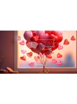Intra Συλλεκτικό Ξύλινο Παζλ Plywood  4mm - Γιορτή του Αγίου Βαλεντίνου με μπαλόνια και καρδιές Σε Ξύλινο Κουτί - Διαστάσεις Puzzle: 10x10 cm – 25 κομμάτια